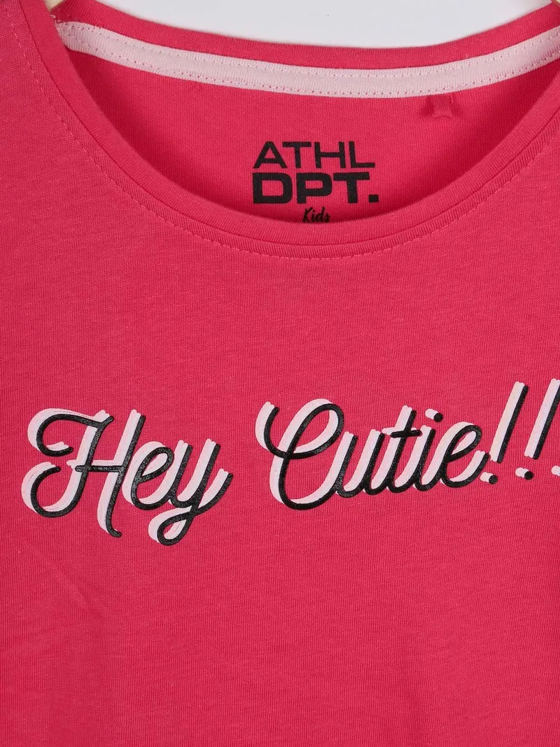 T-shirt con scritta - rosa