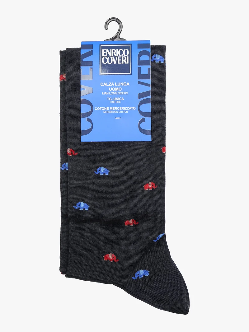 Calze lunghe da uomo in cotone mercerizzato - blu scuro