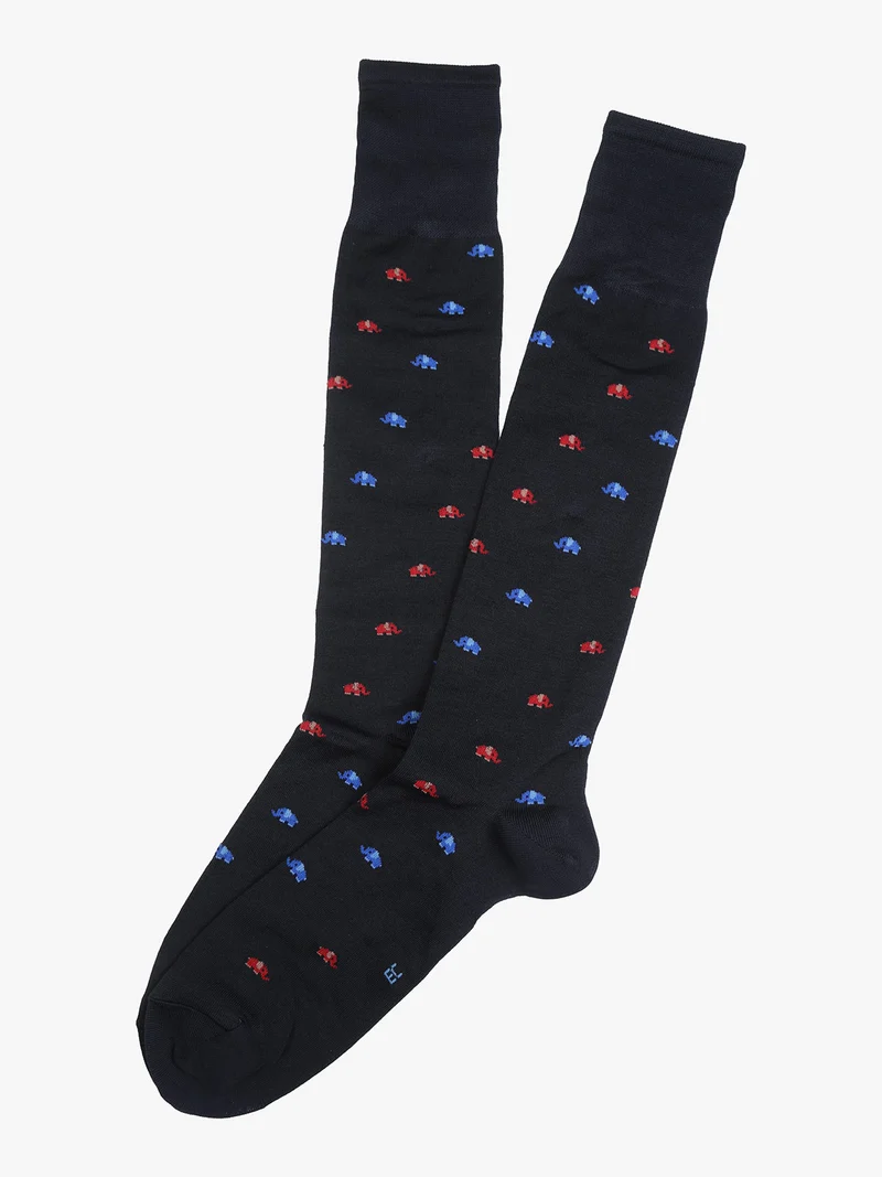 Calze lunghe da uomo in cotone mercerizzato - blu scuro