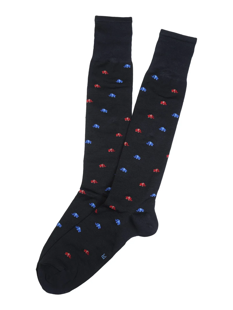 Calze lunghe da uomo in cotone mercerizzato - blu scuro