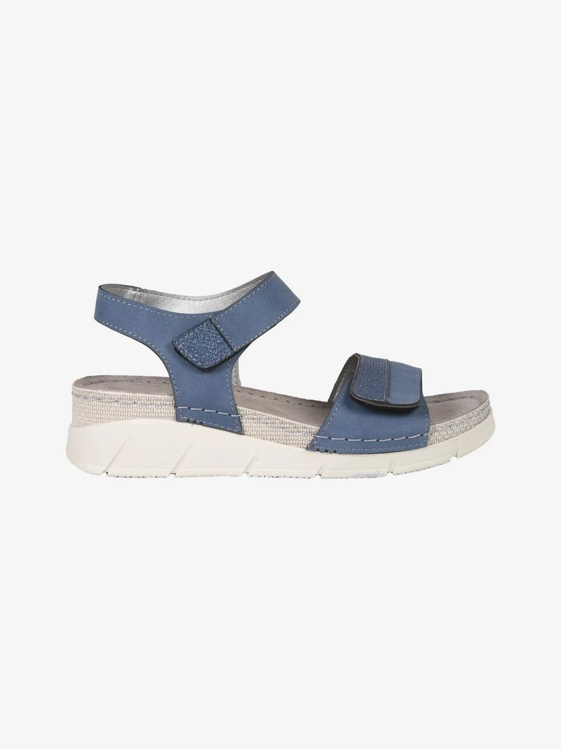 Sandali donna con zeppa e cinturini a strappo - blu