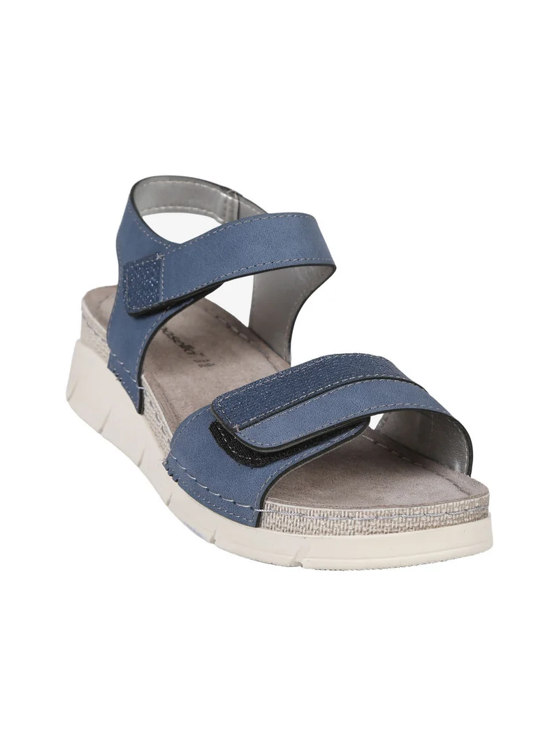 Sandali donna con zeppa e cinturini a strappo - blu