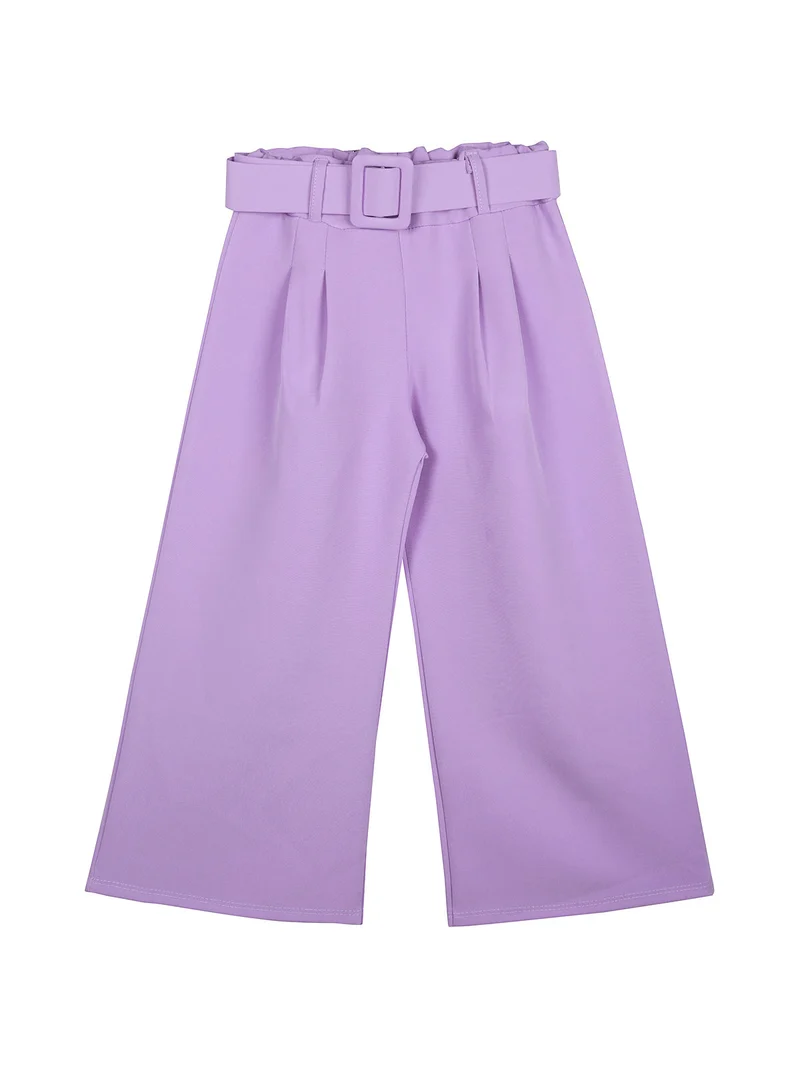 Completo elegante da bambina con camicia + gilet e pantaloni - lilla