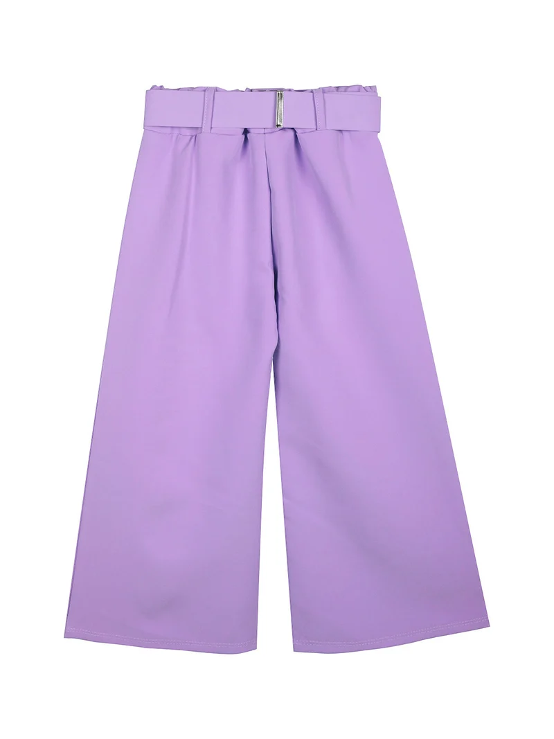 Completo elegante da bambina con camicia + gilet e pantaloni - lilla