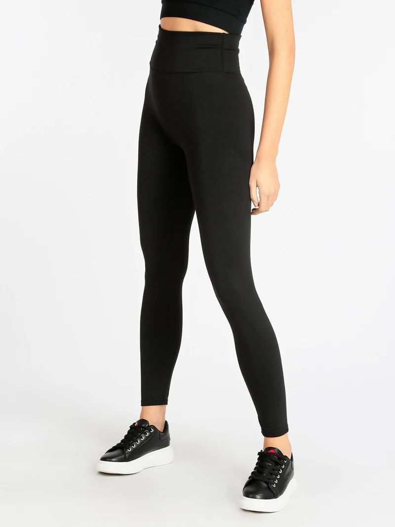 Leggings felpati pancia piatta da donna - nero