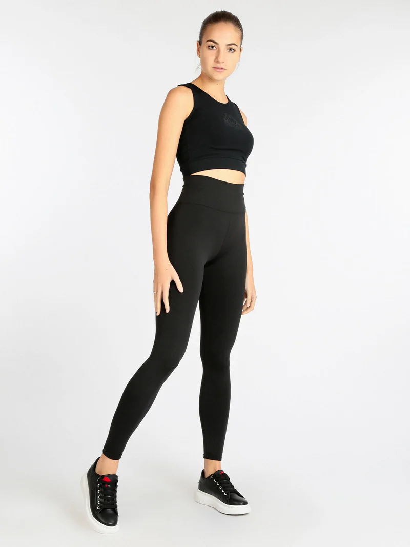 Leggings felpati pancia piatta da donna - nero