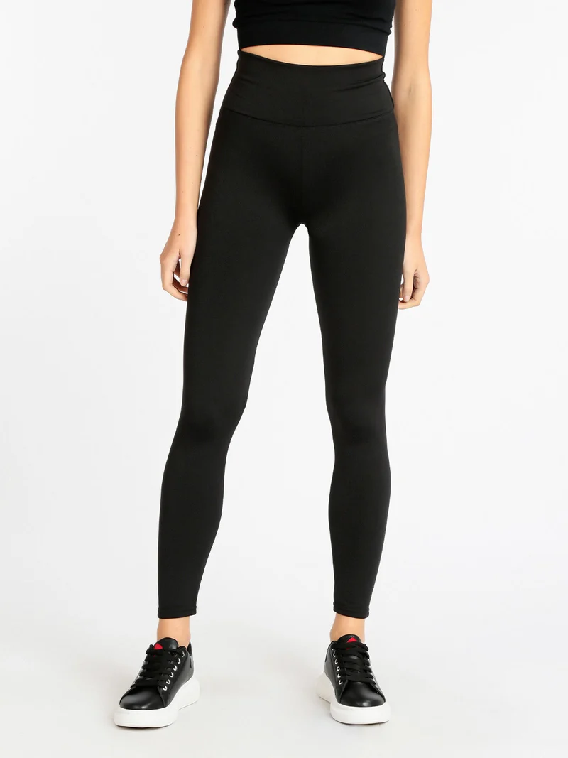 Leggings felpati pancia piatta da donna - nero