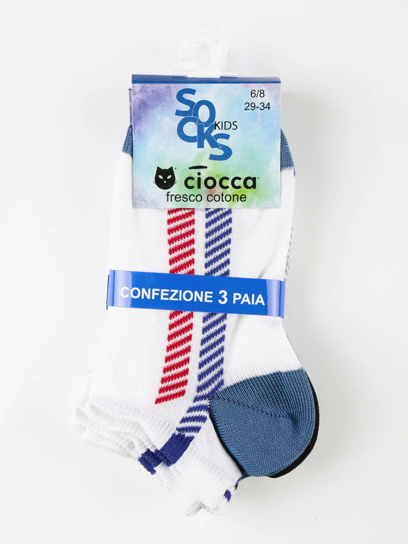 Calze corte in cotone da bambino. Confezione da 3 paia - bianco