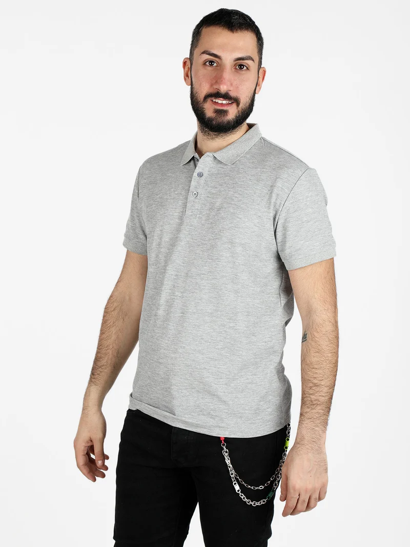 Polo da uomo in cotone a maniche corte - grigio