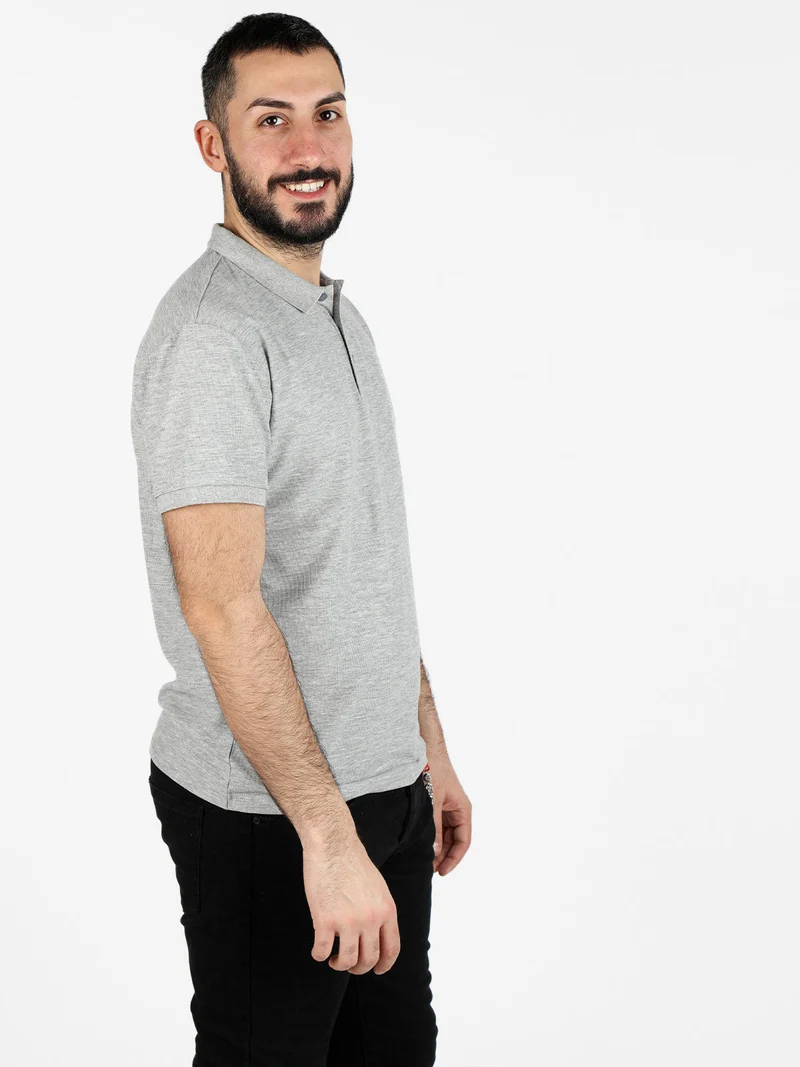 Polo da uomo in cotone a maniche corte - grigio