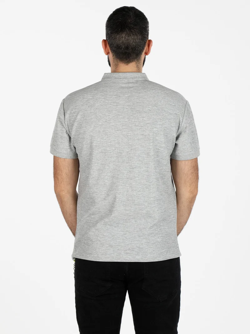 Polo da uomo in cotone a maniche corte - grigio