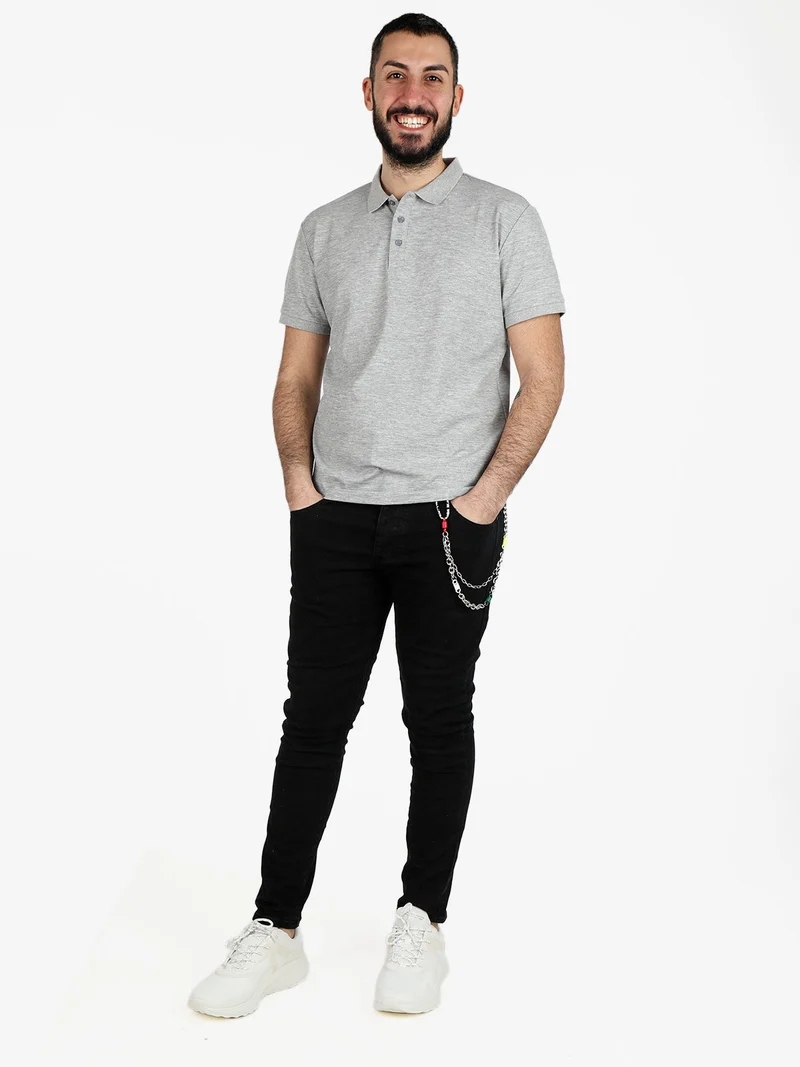 Polo da uomo in cotone a maniche corte - grigio