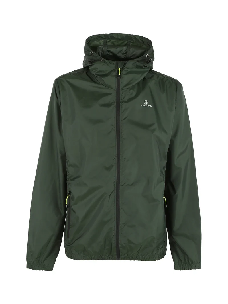 Giacca a vento da uomo con cappuccio - verde scuro