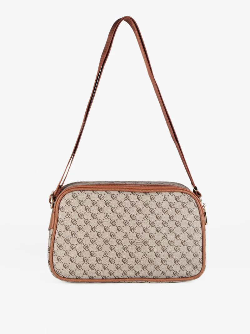 Borsa a tracolla con stampe - taupe